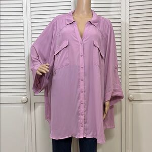 NWOT Torrid Pink Chiffon Collared Shirt Blouse 5X